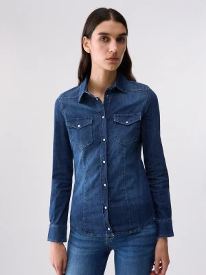Liu Jo Denim Shirt With Embroidery Blue Denim