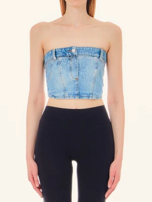 Liu Jo Denim Top With Rhinestones LIUJO