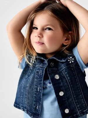 Liu Jo Denim Vest With Bejewelled Embellishment