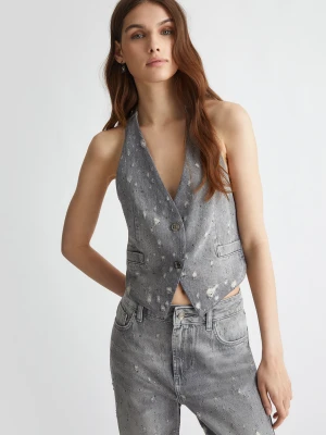 Liu Jo Denim Waistcoat With Rhinestones LIUJO