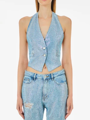 Liu Jo Denim Waistcoat With Rhinestones LIUJO