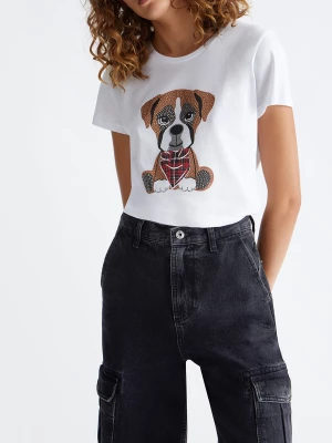 Liu Jo Dog T-shirt With Rhinestones LIUJO