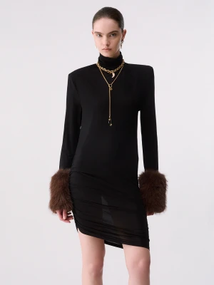 Liu Jo Dress With Teddy Cuffs czarny