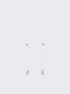 Liu Jo Drop Earrings With Logo srebrny
