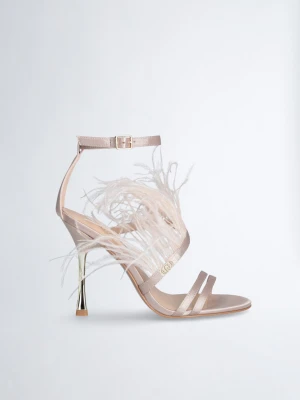 Liu Jo Elegant Sandals With Feathers różowy