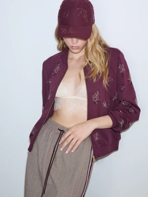 Liu Jo Embroidered Baseball Cap Aubergine
