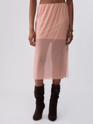 Liu Jo Embroidered Tulle Midi Skirt Nude