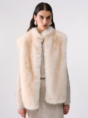 Liu Jo Faux Fur Vest With Belt Cream