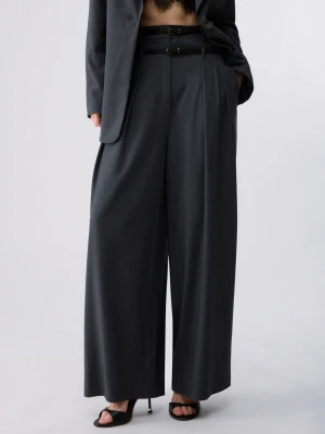 Liu Jo Flannel Flare Pants Dark Green