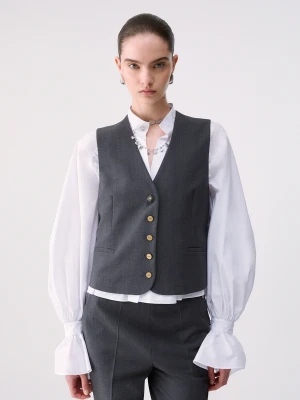 Liu Jo Flannel Waistcoat Dark Green