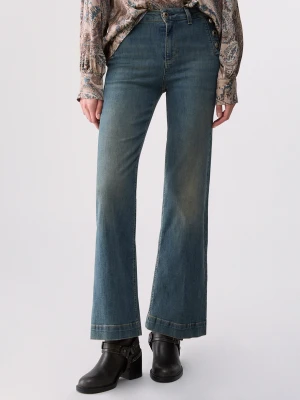 Liu Jo Flare Jeans With Jewel Buttons Blue Denim