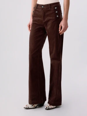 Liu Jo Flare Trousers In Velvet Dark Brown