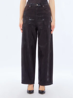 Liu Jo Flared Jeans With Coated Detailing Brown Denim