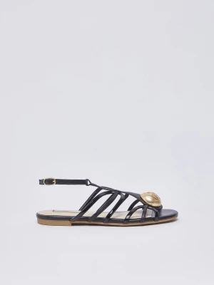 Liu Jo Flat Leather And Patent Leather Sandals