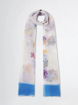 Liu Jo Floral Shawl With Logo niebieski