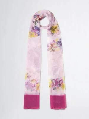 Liu Jo Floral Shawl With Logo różowy