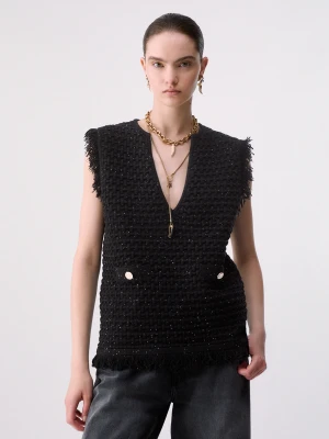 Liu Jo Vest With Details Frayed czarny
