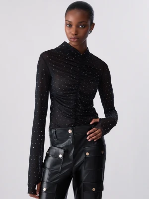 Liu Jo Full Rhinestone Tulle T-shirt czarny