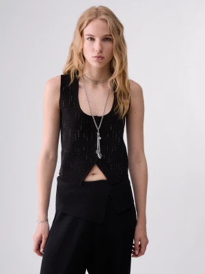 Liu Jo Vest With Rhinestones czarny