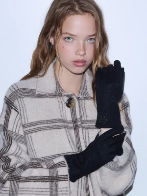 Liu Jo Gloves With Faux Fur Details czarny