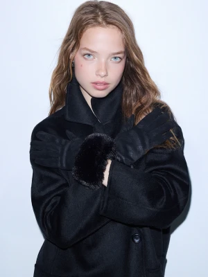 Liu Jo Gloves With Faux Fur Details czarny