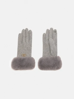 Liu Jo Gloves With Faux Fur Details Ice Grey