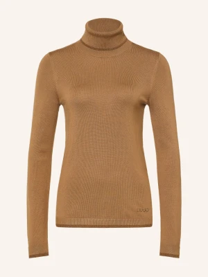 Liu Jo Golf Z Brokatową Przędzą I Kamyczkami Ozdobnymi beige JASNOBRĄZOWY