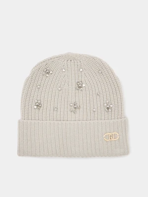 Liu Jo Hat With Gemstones And Beads Ice Grey