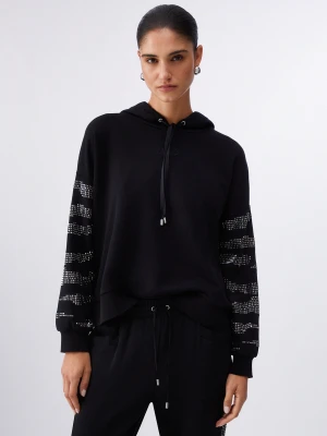 Liu Jo Hooded Sweatshirt With Appliqués czarny