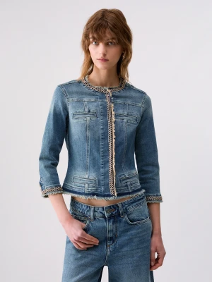 Liu Jo Jacket In Denim With Chains Jewel Blue Denim