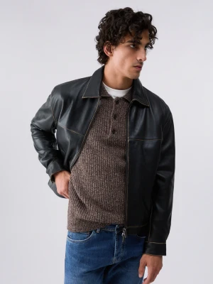Liu Jo Jacket In Leather Dark Brown