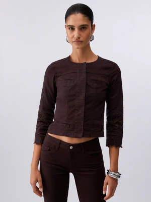 Liu Jo Jacket With Broderie Anglaise Dark Brown