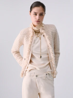 Liu Jo Jacket With Frayed Details Cream