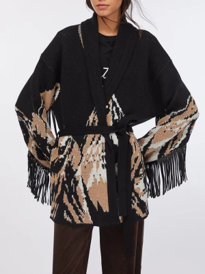 Liu Jo Jacquard Cardigan With Fringes czarny