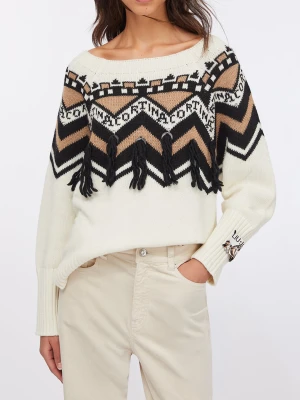 Liu Jo Jacquard Jumper With Appliqués biały