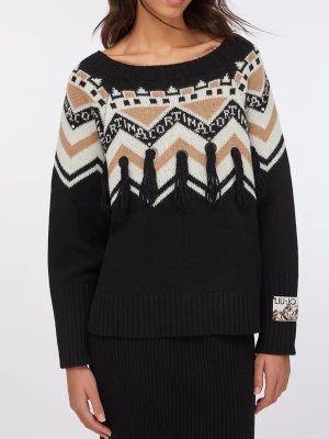 Liu Jo Jacquard Jumper With Appliqués czarny