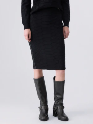 Liu Jo Jacquard Knit Midi Skirt czarny