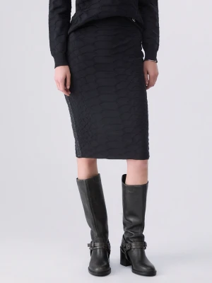 Liu Jo Jacquard Knit Midi Skirt czarny