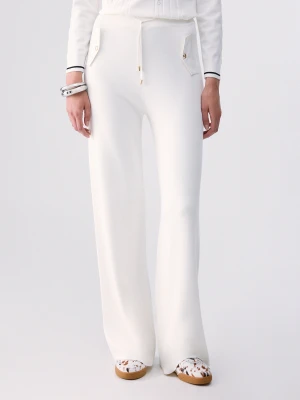 Liu Jo Jacquard Knit Trousers White Wool