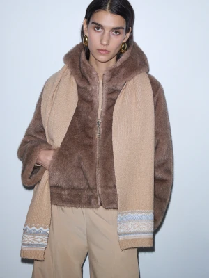 Liu Jo Jacquard Scarf With Jewel Embroidery Camel