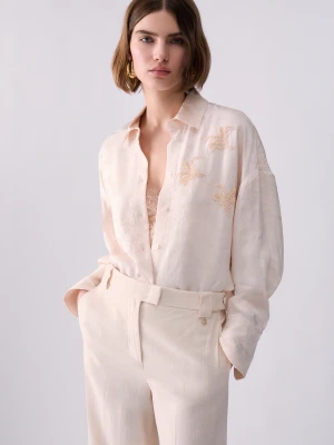 Liu Jo Jacquard Shirt With Jewel Embroidery