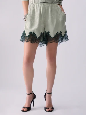 Liu Jo Jacquard Shorts With Lace Details Light Sage