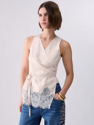 Liu Jo Jacquard Top With Lace Details