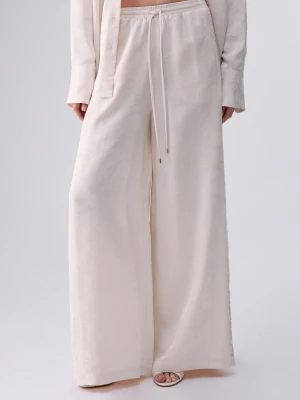 Liu Jo Jacquard Trousers With Valencienne Lace Cream