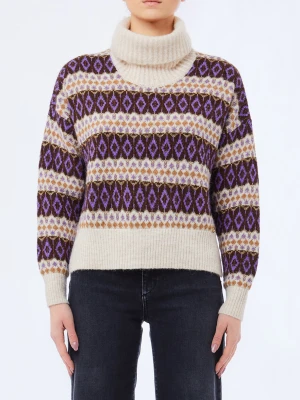 Liu Jo Jacquard Turtleneck purpurowy