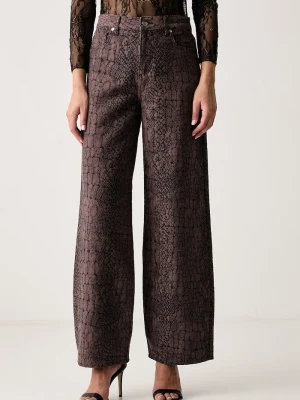 Liu Jo jeansy wide leg damskie brązowy