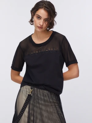 Liu Jo Jersey And Mesh T-shirt czarny