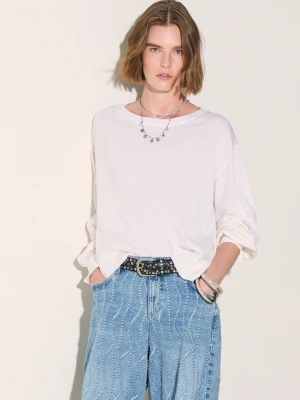 Liu Jo Jumper With Bejewelled Buttons biały