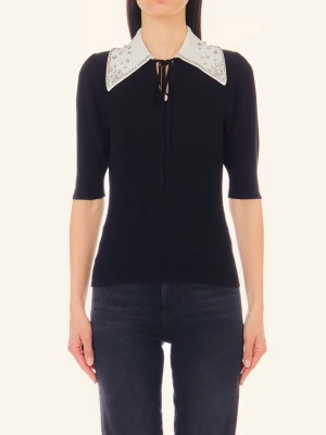 Liu Jo Jumper With Collar And Rhinestones LIUJO