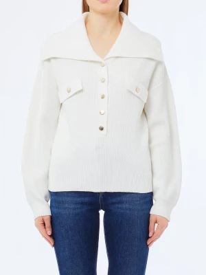 Liu Jo Knit With Maxi Collar White Wool